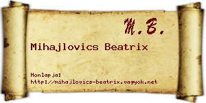 Mihajlovics Beatrix névjegykártya